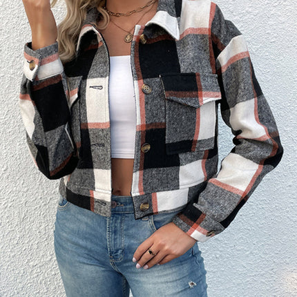 New women's plaid cross-border long-sleeved shirt jacket