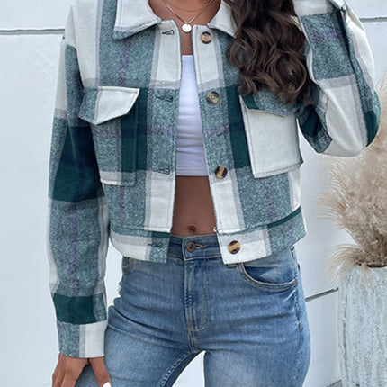 New women's plaid cross-border long-sleeved shirt jacket