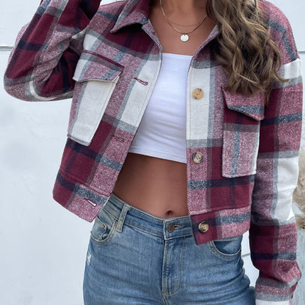 New women's plaid cross-border long-sleeved shirt jacket