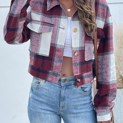 New women's plaid cross-border long-sleeved shirt jacket
