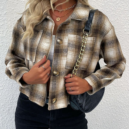 New women's plaid cross-border long-sleeved shirt jacket