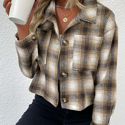 New women's plaid cross-border long-sleeved shirt jacket