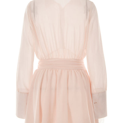 New style single-breasted lapel dress fashion sexy temperament hot girl lotus leaf skirt