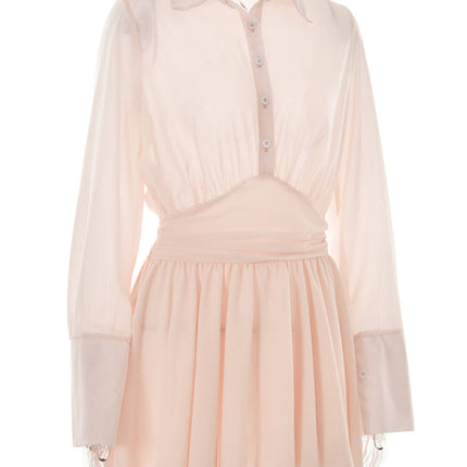 New style single-breasted lapel dress fashion sexy temperament hot girl lotus leaf skirt