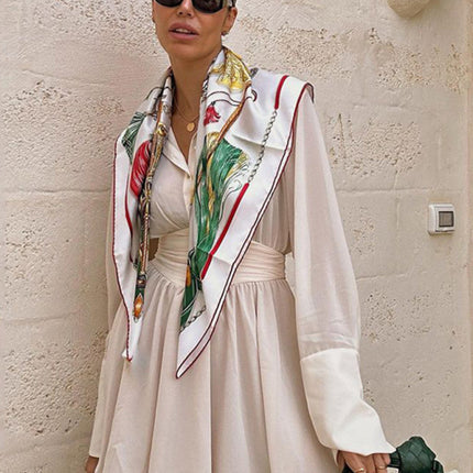 New style single-breasted lapel dress fashion sexy temperament hot girl lotus leaf skirt