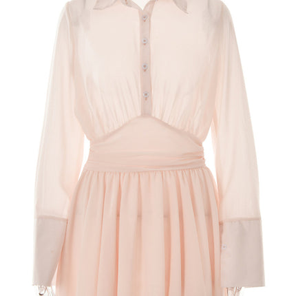 New style single-breasted lapel dress fashion sexy temperament hot girl lotus leaf skirt