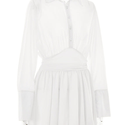 New style single-breasted lapel dress fashion sexy temperament hot girl lotus leaf skirt