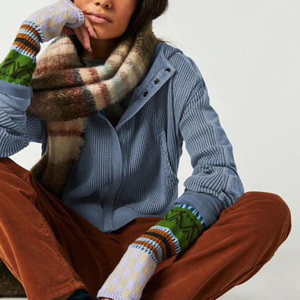 Sweatshirt Zipper Button Long Sleeve Loose Casual Pullover Hoodie