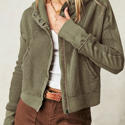 Sweatshirt Zipper Button Long Sleeve Loose Casual Pullover Hoodie