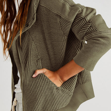 Sweatshirt Zipper Button Long Sleeve Loose Casual Pullover Hoodie