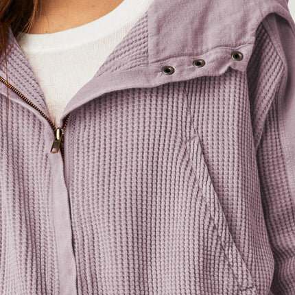 Sweatshirt Zipper Button Long Sleeve Loose Casual Pullover Hoodie