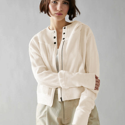 Sweatshirt Zipper Button Long Sleeve Loose Casual Pullover Hoodie