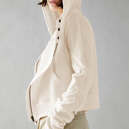 Sweatshirt Zipper Button Long Sleeve Loose Casual Pullover Hoodie