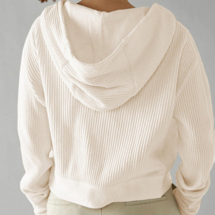 Sweatshirt Zipper Button Long Sleeve Loose Casual Pullover Hoodie