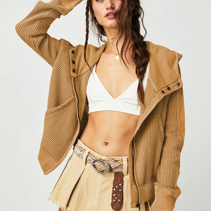 Sweatshirt Zipper Button Long Sleeve Loose Casual Pullover Hoodie