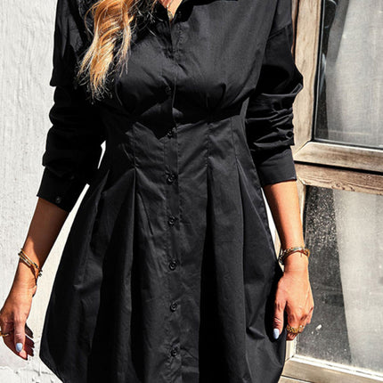 Ladies Fashion Solid Color Shirt Dress