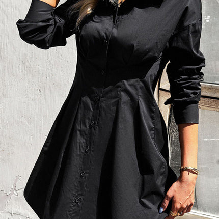 Ladies Fashion Solid Color Shirt Dress