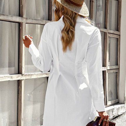 Ladies Fashion Solid Color Shirt Dress