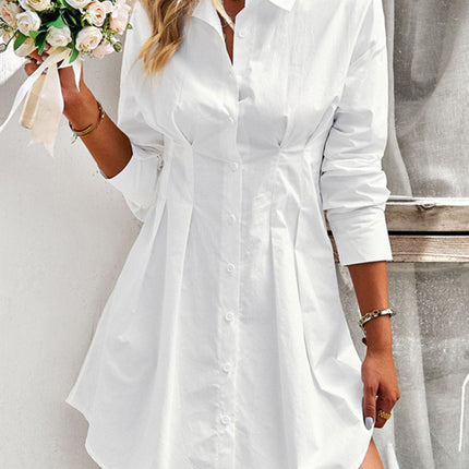 Ladies Fashion Solid Color Shirt Dress