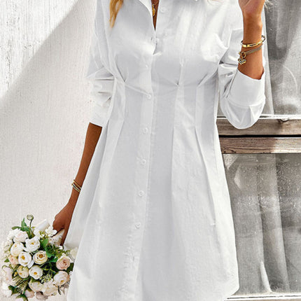 Ladies Fashion Solid Color Shirt Dress