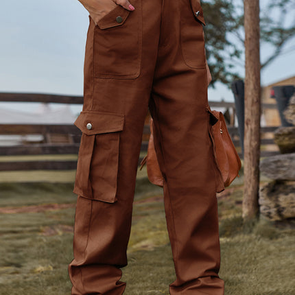 New American Style Retro Elastic Waist Denim Overalls Casual Pants