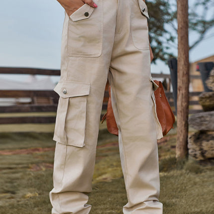 New American Style Retro Elastic Waist Denim Overalls Casual Pants