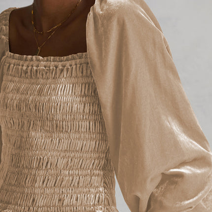 Women's Loose Lantern Pleated Slim Suede Long-sleeved Top