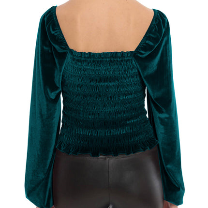 Women's Loose Lantern Pleated Slim Suede Long-sleeved Top