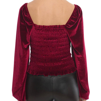 Women's Loose Lantern Pleated Slim Suede Long-sleeved Top