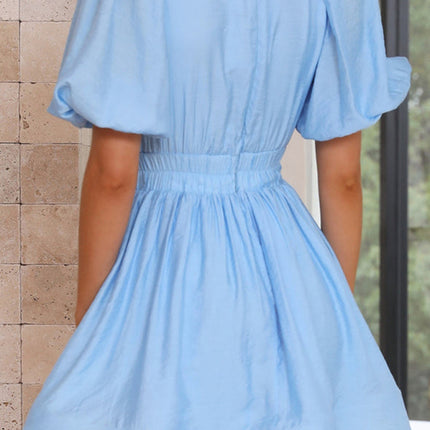 New style short skirt sexy V-neck lantern sleeve waist princess dress