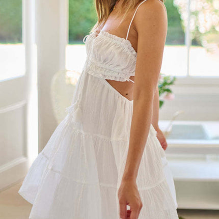 Women's Sexy Suspender Dress Hollow Lace Backless Swing Dress