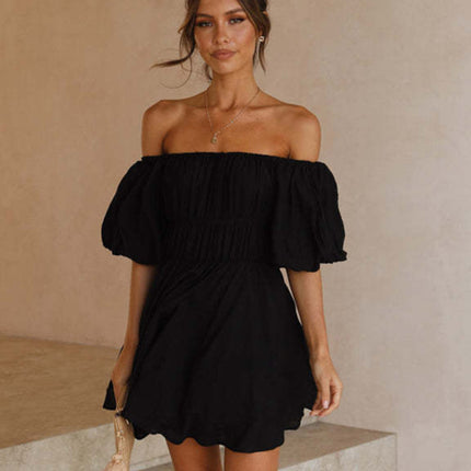 Women's Sexy One Shoulder Elastic Elastic Band Short Dress