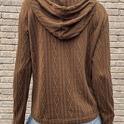 women's long sleeve hooded pullover knitwear top