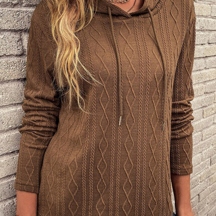 women's long sleeve hooded pullover knitwear top