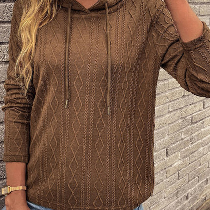 women's long sleeve hooded pullover knitwear top