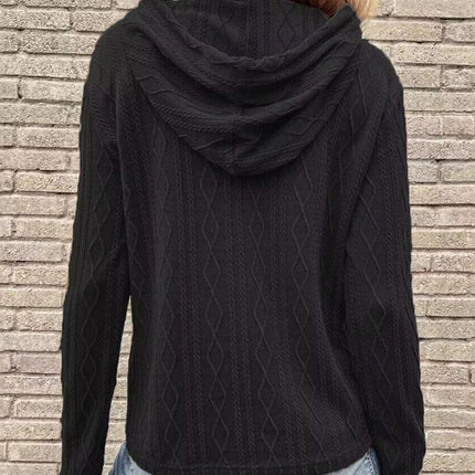women's long sleeve hooded pullover knitwear top