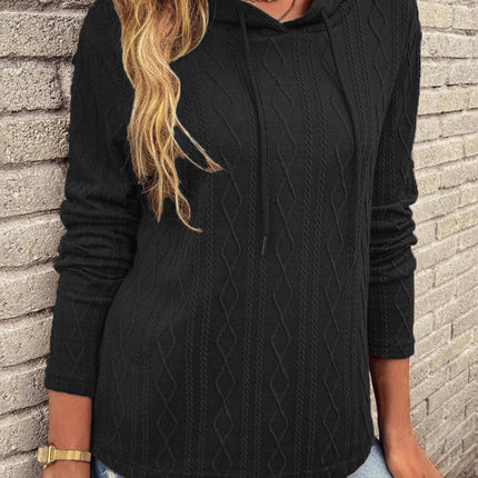 women's long sleeve hooded pullover knitwear top