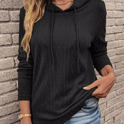 women's long sleeve hooded pullover knitwear top