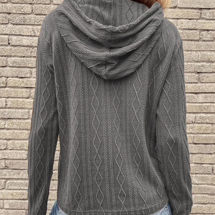 women's long sleeve hooded pullover knitwear top