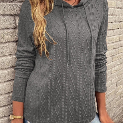 women's long sleeve hooded pullover knitwear top