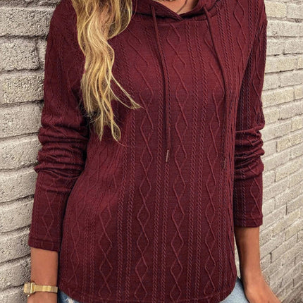 women's long sleeve hooded pullover knitwear top