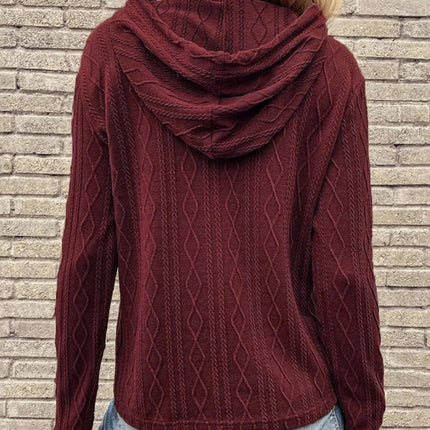 women's long sleeve hooded pullover knitwear top