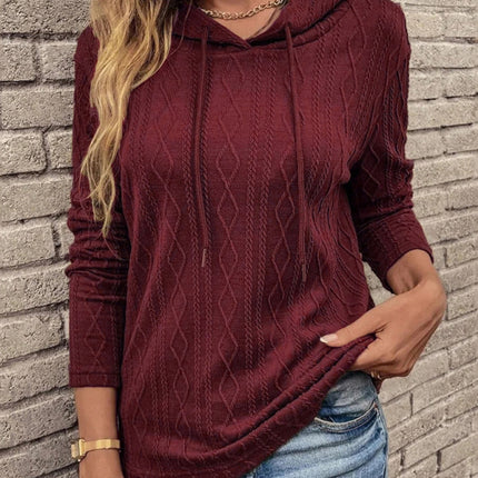 women's long sleeve hooded pullover knitwear top