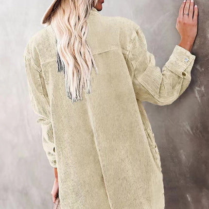 Women's Corduroy Lapel Button Loose Casual blouse