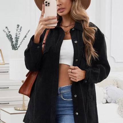 Women's Corduroy Lapel Button Loose Casual blouse
