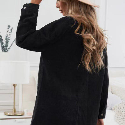 Women's Corduroy Lapel Button Loose Casual blouse