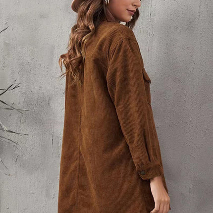 Women's Corduroy Lapel Button Loose Casual blouse