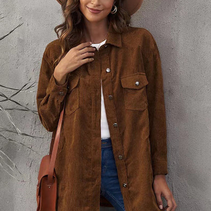 Women's Corduroy Lapel Button Loose Casual blouse