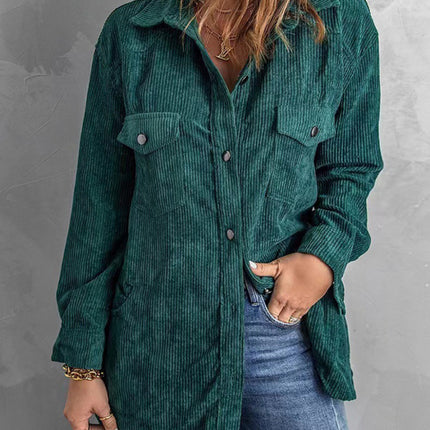 Women's Corduroy Lapel Button Loose Casual blouse