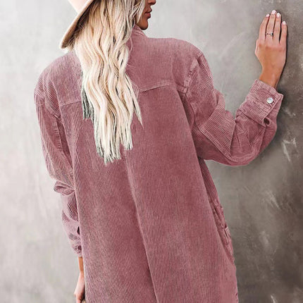 Women's Corduroy Lapel Button Loose Casual blouse